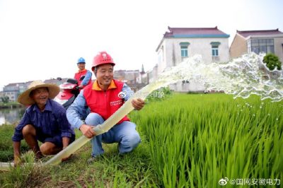 村民抗旱排灌采用電瓶車+直流水泵灌溉農田