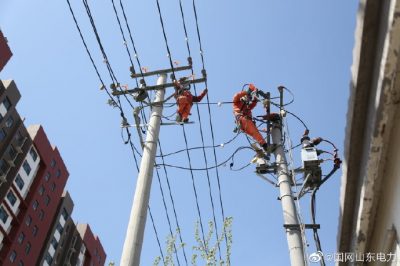 濱城區供電公司對10千伏郭王線進行線路檢修