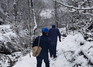冒雪搶修，只為盡早恢復供電