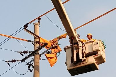 國網莒南縣供電公司進行帶電更換熔斷器作業